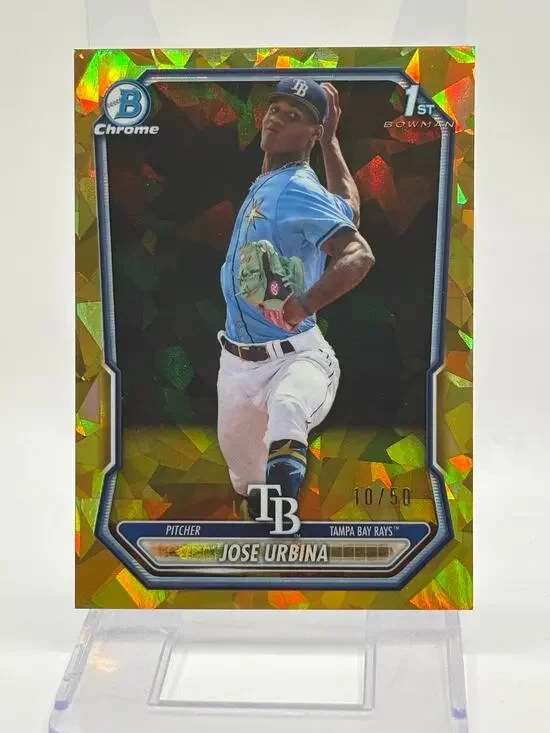2026 Bowman Sapphire Jose Urbina 1st Gold Refractor 10/50 SP Tampa Bay Rays