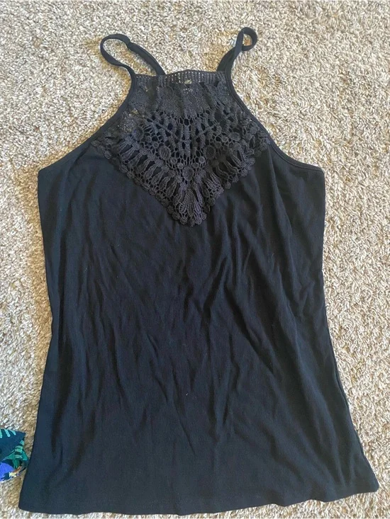 Amazon Black Crochet Racer Back Tank Top