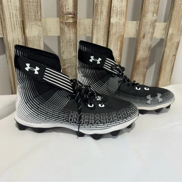 Under Armour Highlight RM Black White High-Top Football Cleats Men Size 13 EUC