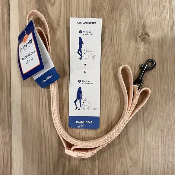 Convertible Leash 6ft Dog Puppy Hands Free Crossbody Waist Belt Pink
