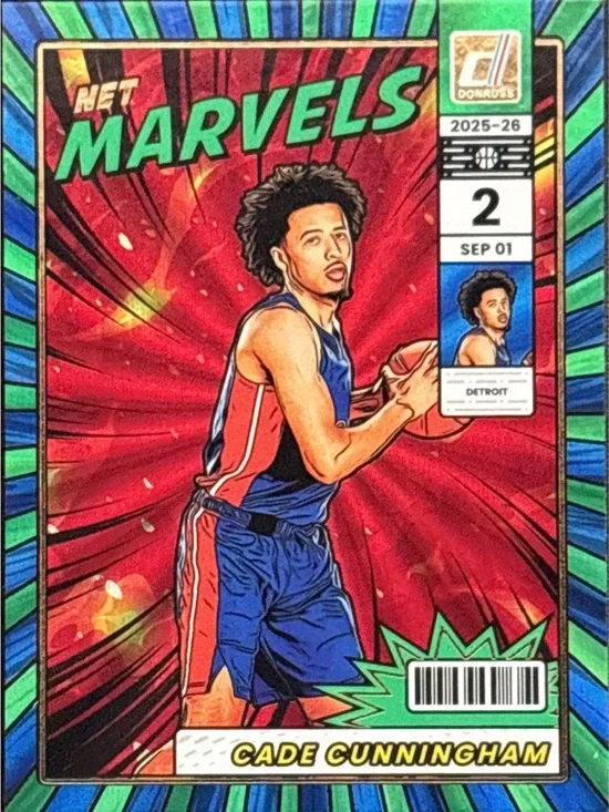 Panini Net Marvels Cabe Cunningham Rookie Trading Card - Blue/Green Laser Prizm