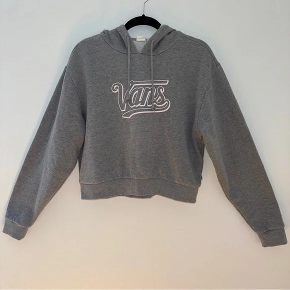 Vans Gray Cropped Hoodie Sweatshirt Women’s Size M‎