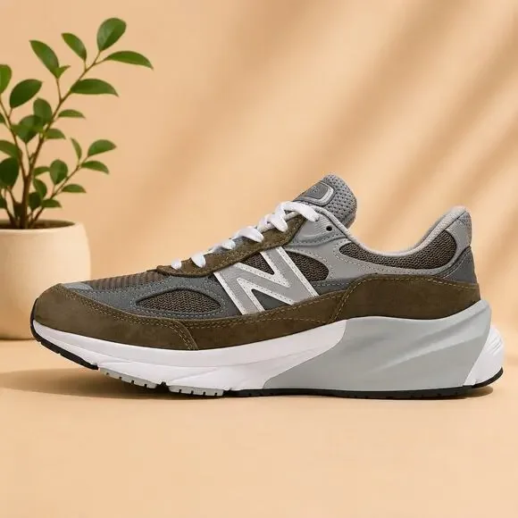 NWT   New Balance 990v6 Made in USA Unisex Sneakers Olive/Grey Men's 8 2E
