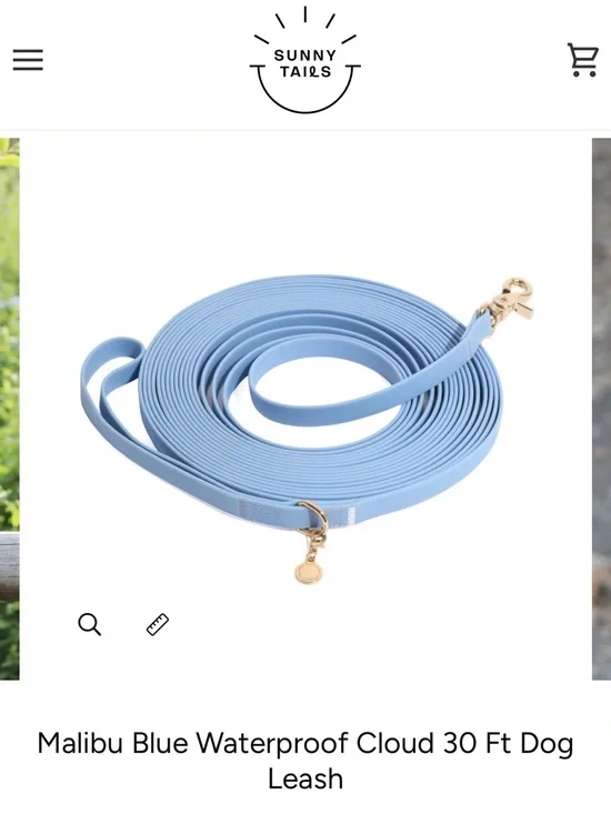 Malibu Blue Waterproof 30 ft Dog Leash