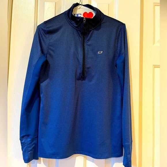 XS Vineyard Vines performance quarter zip in blue/black