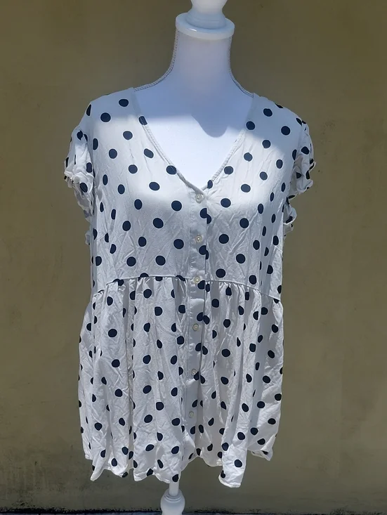 GAP Maternity Cream  Blouse with Black Polka Dots