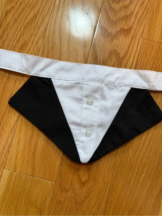 Medium Dog Collar Black and White Tuxedo Style Bow Tie Collar