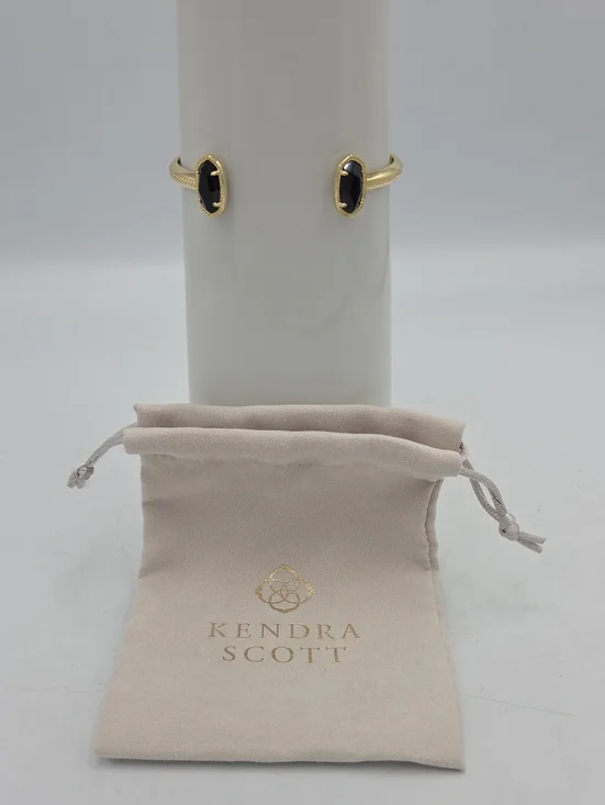 Kendra Scott Gold Open Cuff Bracelet with Black Stones
