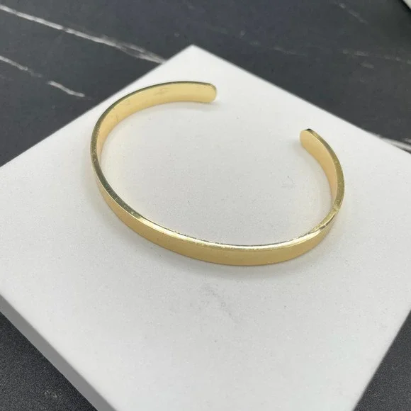 Gold-Tone Classic Fashion Shiny Metal Round-Ended Cuff Torque Slip-On Bracelet‎