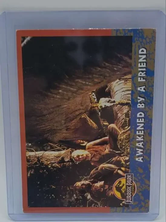 1993 Topps Jurassic Park Gold #49 Awakened by a Friend Card