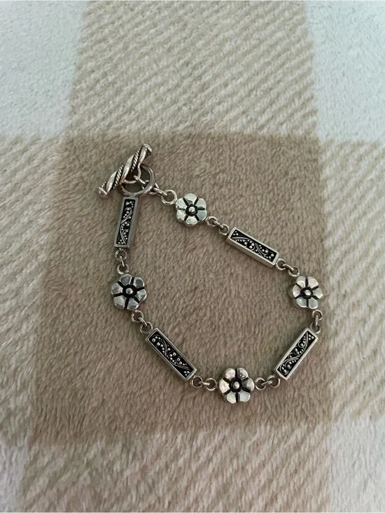 Vintage Lois Hill 925 Sterling Silver Flower Link Bracelet
