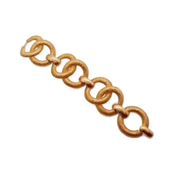 Vintage Crown Trifari Gold Tone Circle Link Bracelet, 1960s, 7