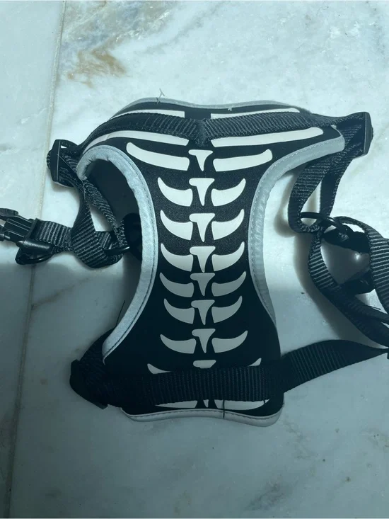 Black Skeleton Print Pet Harness medium