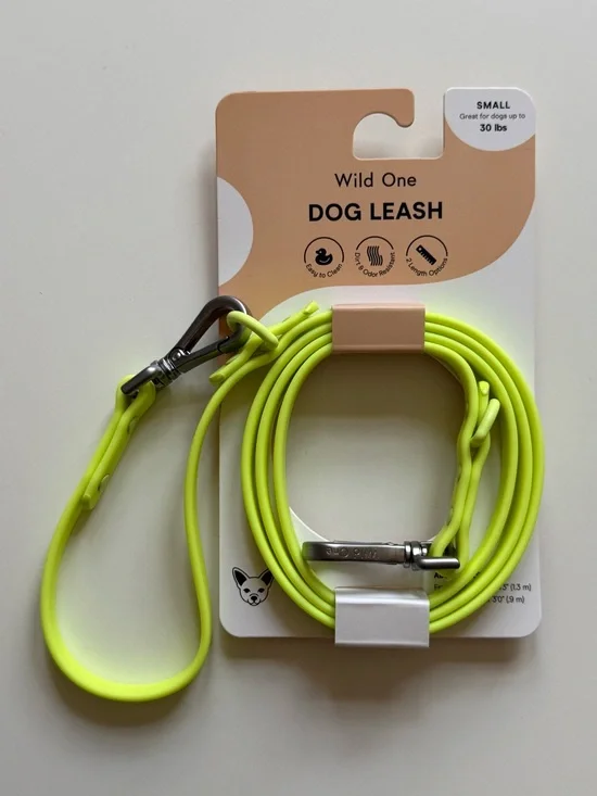 Wild One Adjustable Waterproof FlexPoly Coated Nylon Dog Leash - Small - Limeade