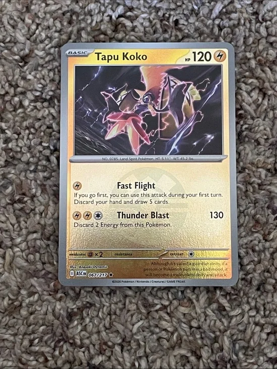 Pokémon Tapu Koko 067/217 Ascended Heros Holo Rare