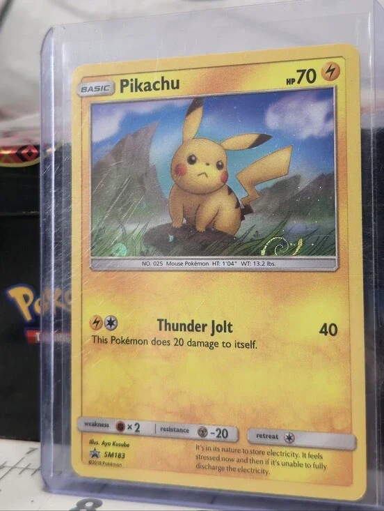 Pikachu Black Star Promo (SM183) With Holo Swirl