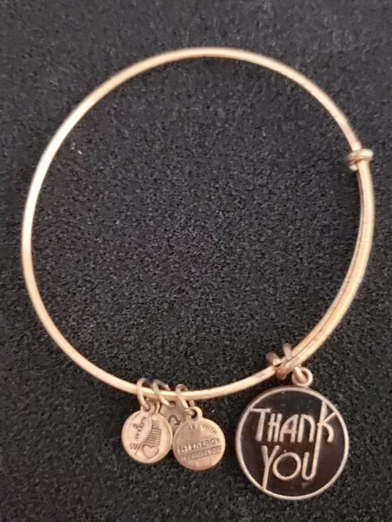 Alex and Ani Gold Thank You Gold Charm Bangle Bracelet 41
