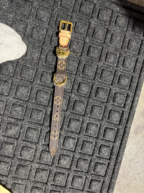 Monogram Canvas Dog Collar with Gold Hardware