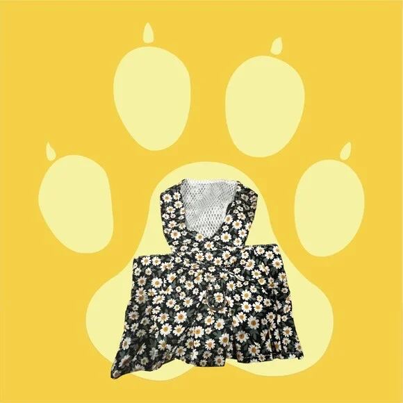 Flowered Dog Dress Harness, Size M