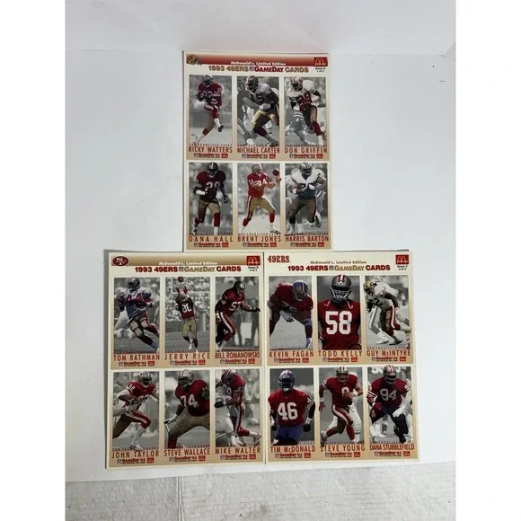 10x McDonald's Limited Edition NFL 1993 S Francisco 49ers GameDay Football cards