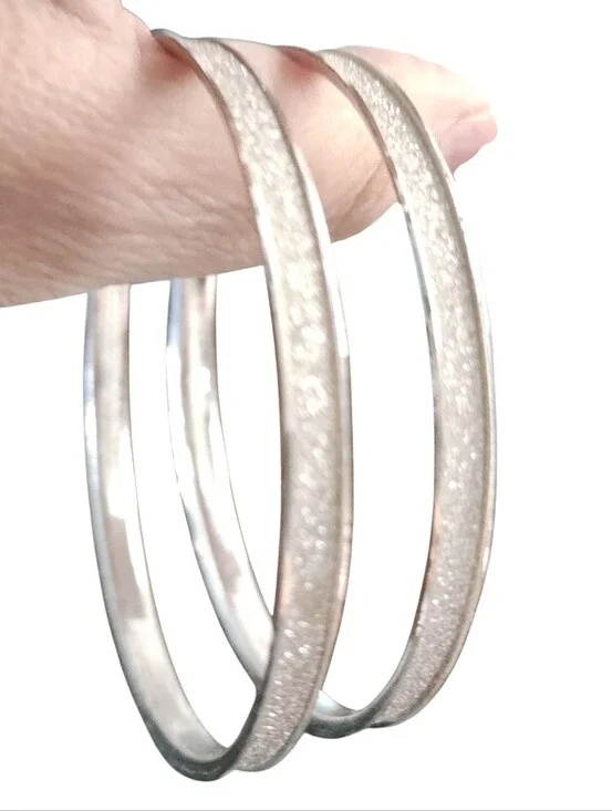 Silvertone Glitter Hoop Earrings