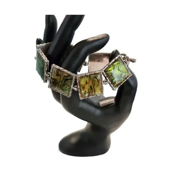 Vintage Faux Abalone Link Bracelet, 7