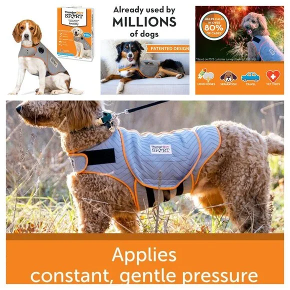 ThunderShirt Dog Harness Anxiety Relief Size M Gray Orange