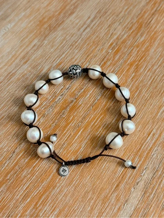 Silpada Sterling and Freshwater Pearl Beaded Bracelet - White Pearls