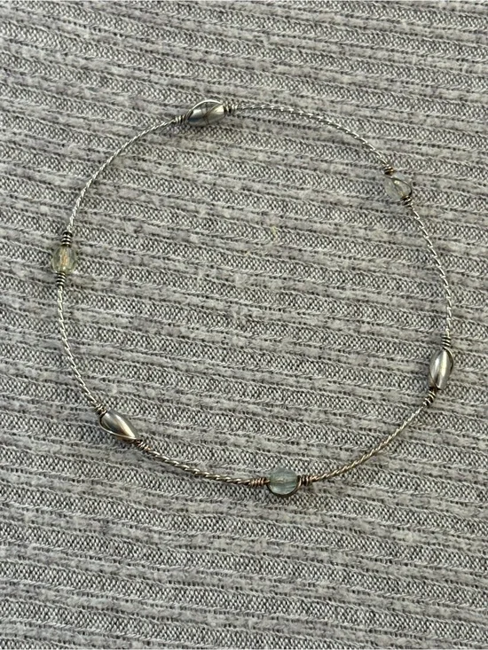 Vintage silver tone clear beaded bangle bracelet