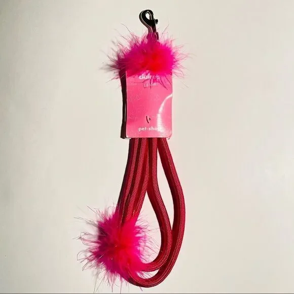 NWT Gorgeous Vintage Y2K Claire’s Pet Shop Pink Feathers Dog 49” Leash