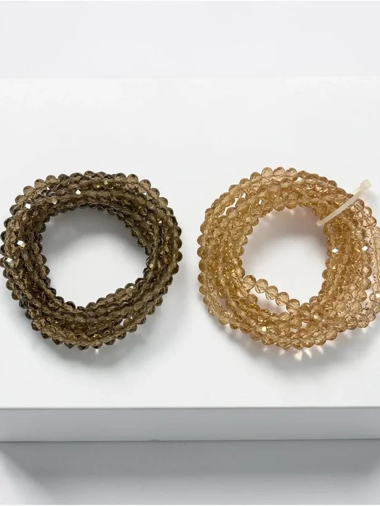 Faceted Stretch Bracelet Sets of 6 - 1 Smokey  and 1 Champagne