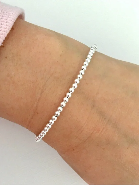 Genuine High Shine 925 Sterling |3MM Bead Ball Chain Bracelet |7, 7.5 & 8” Avail
