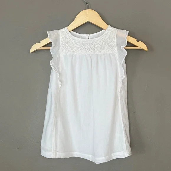 Old Navy White Lace Gauze Flutter Sleeve Dress Coastal Preppy Nautical Girls 3T
