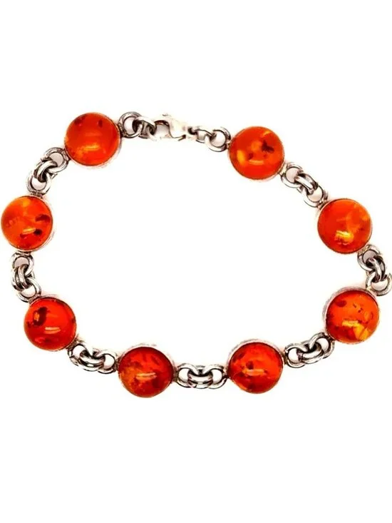 Silver 925 Circle Amber Bracelet‎