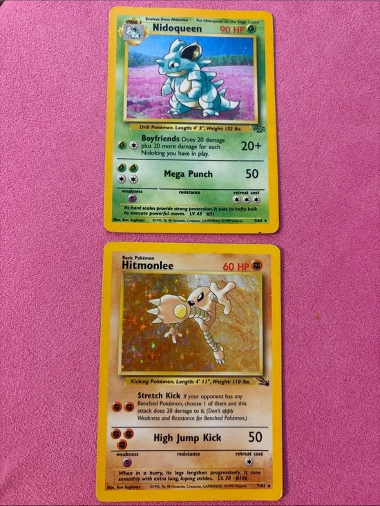 Pokemon Yellow Nidoqueen & Hitmonlee Trading Cards