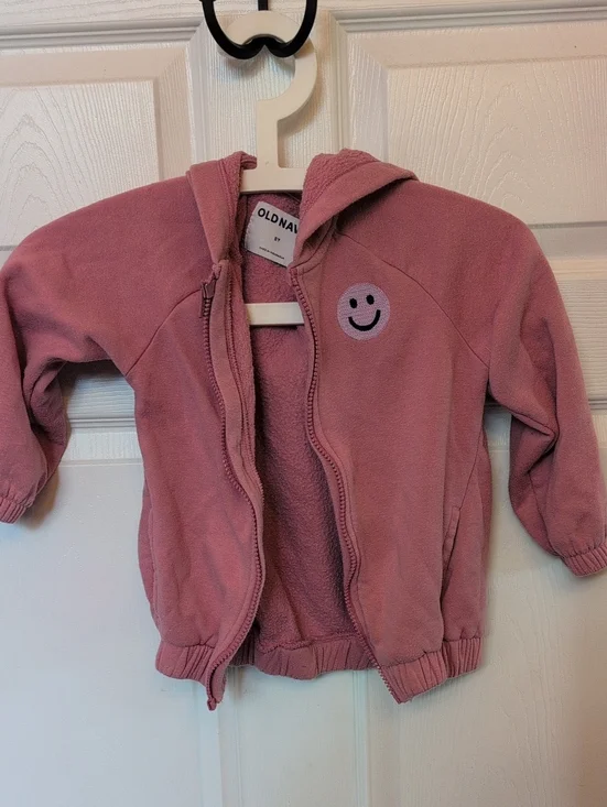 Old Navy Dusty Rose Zip Hoodie with Smiley Patch