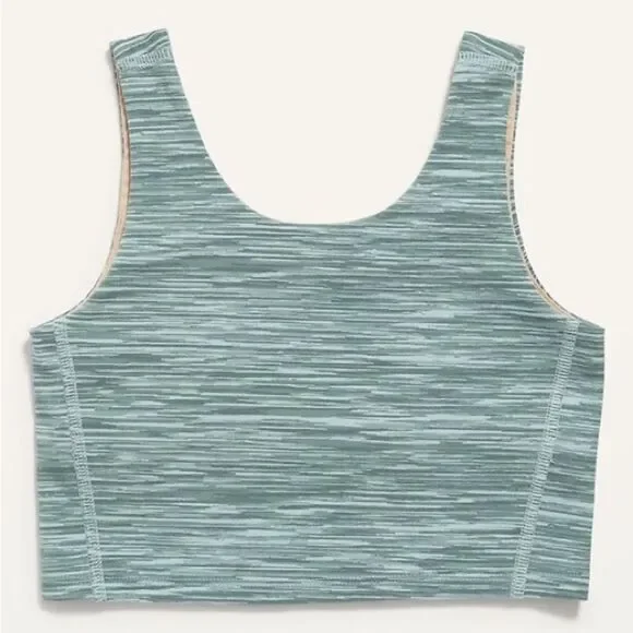 Old Navy Active Girls Powerchill Longline Heather Green Sports Bra. Large. 10-12