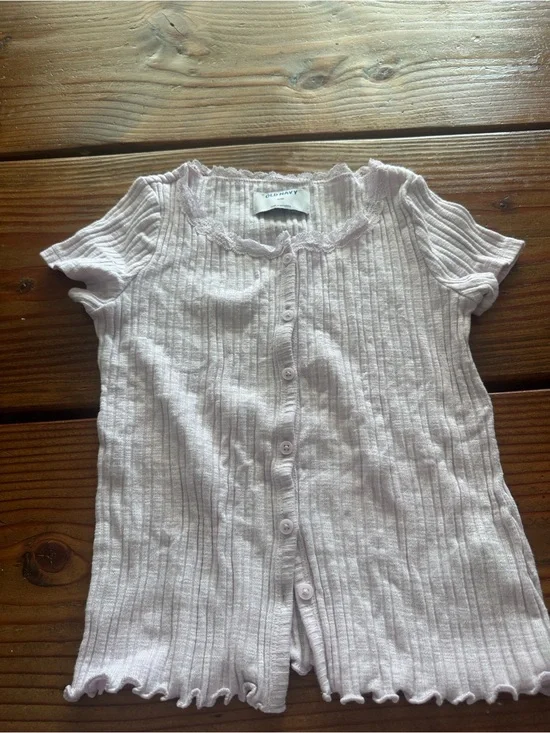 Old Navy Pale Pink Ribbed Button-Up Tee