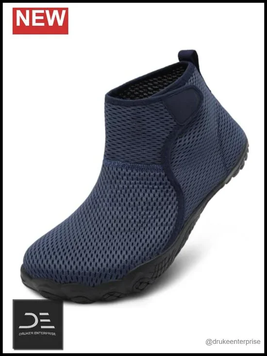 Barefoot High Top Water Shoes, Non-Slip, Quick-Dry Mesh, Adjustable Strap