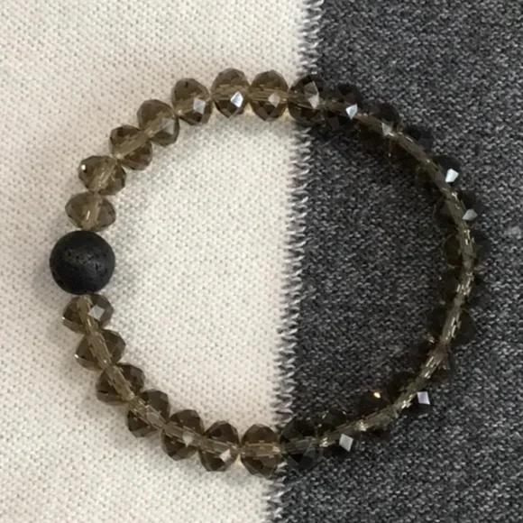 ⛱️Boutique - Gray Stretch Beaded Crystal Bracelet - OS