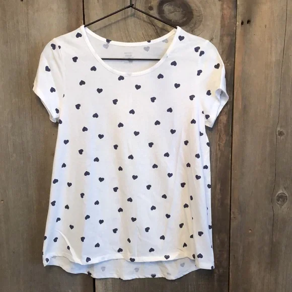 NWOT Old Navy White Blue Heart Relaxed Fit T-shirt Size XXL 16