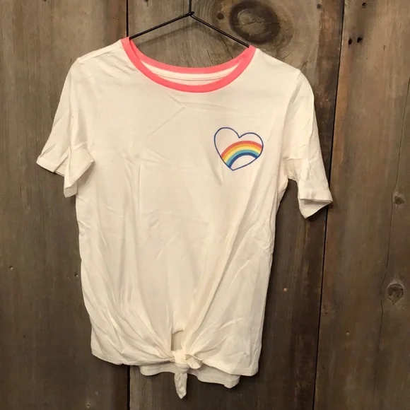 Old Navy Cream Tie Front Ringer Rainbow Size XL 14