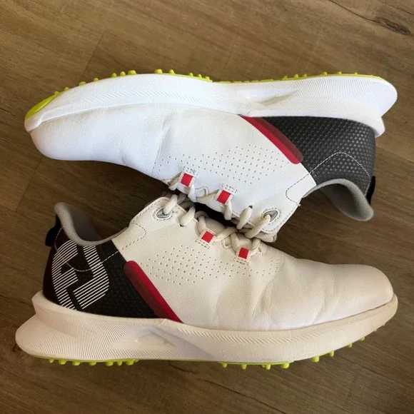 FootJoy Fuel Golf Shoes Mens 5 White Black Red Spikeless 45034 Stratolite