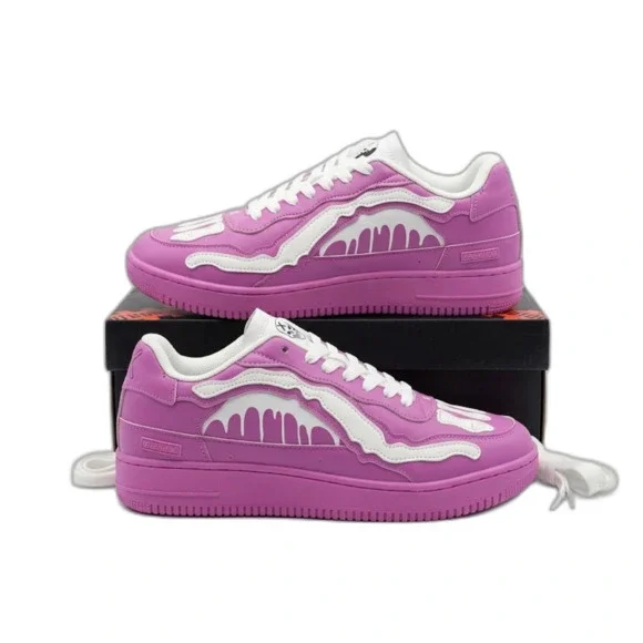 Brand X Tombstone Skeleton Sneakers Pink White Men's 11 Skull Bones NWT New Box