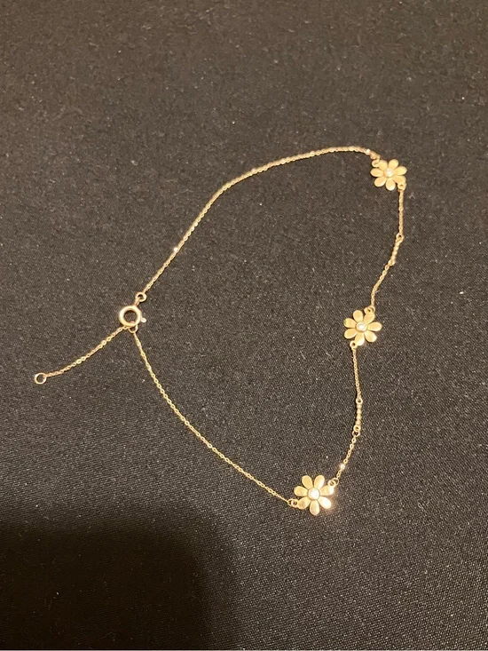 10K Gold Flower Anklet