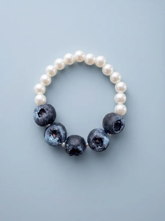 Lyra Art Handmade Blueberry Pearl Stretch Bracelet | Fruitcore | Gift for Her