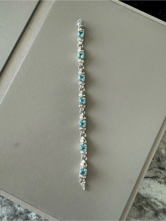 Sterling Silver Blue Topaz Tennis Bracelet