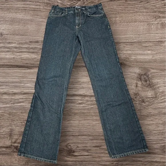 Old Navy Boys 16 Regular‎ Loose Bootcut Jeans Adjustable Waist Dark Wash