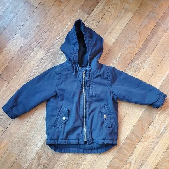Old Navy hooded Zipper front blue jacket coat size 18 to‎ 24 months