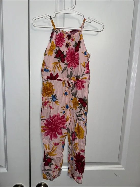 Old Navy Pink Floral Halter One-Piece Romper